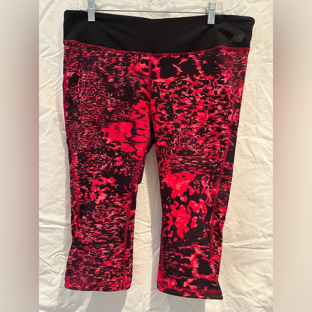 Nike Dri-Fit Womens Leggings Medium Black Pink/peach Capri Cropped Pull On XL